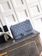 Chanel 26C Classic Flap Bag Haze Blue Suede with Matte Gold Hardware (Large 26cm)