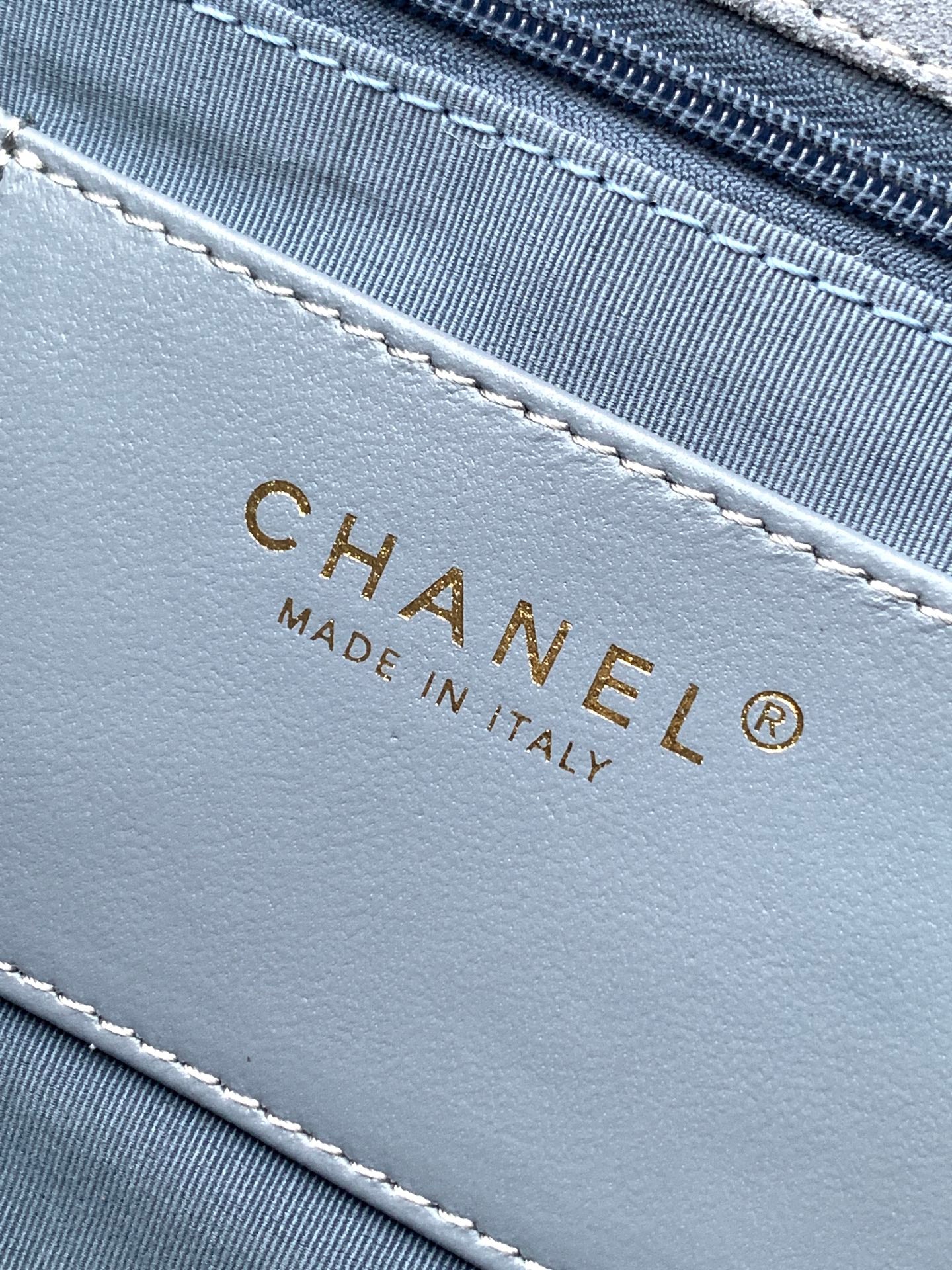 Chanel 26C Classic Flap Bag Haze Blue Suede with Matte Gold Hardware (Large 26cm)