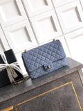 Chanel 26C Classic Flap Bag Haze Blue Suede with Matte Gold Hardware (Medium 24cm)