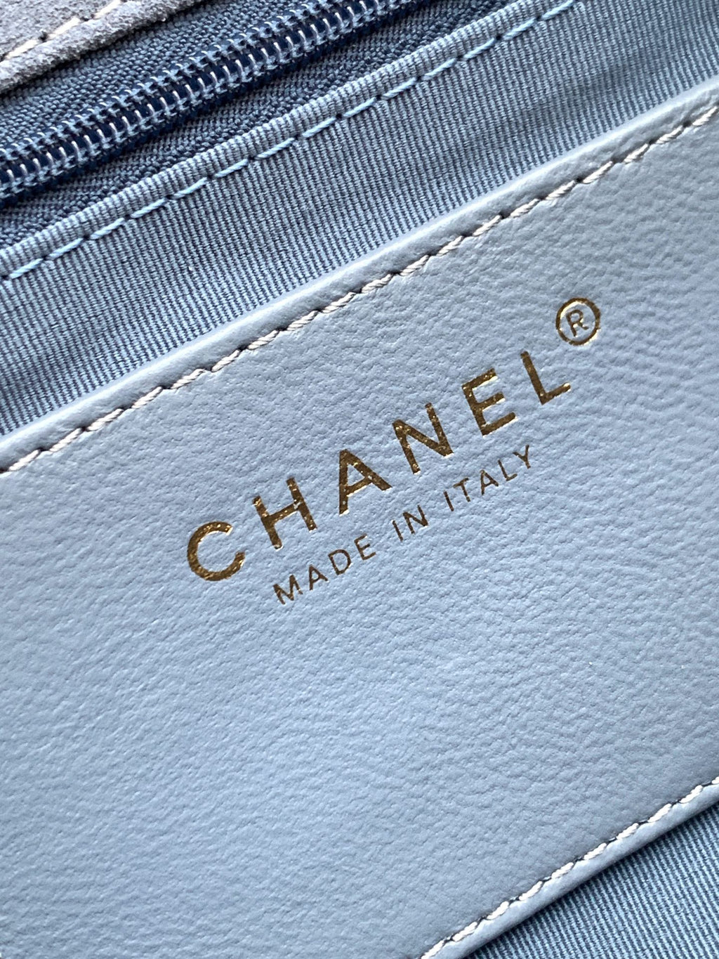 Chanel 26C Classic Flap Bag Haze Blue Suede with Matte Gold Hardware (Medium 24cm)