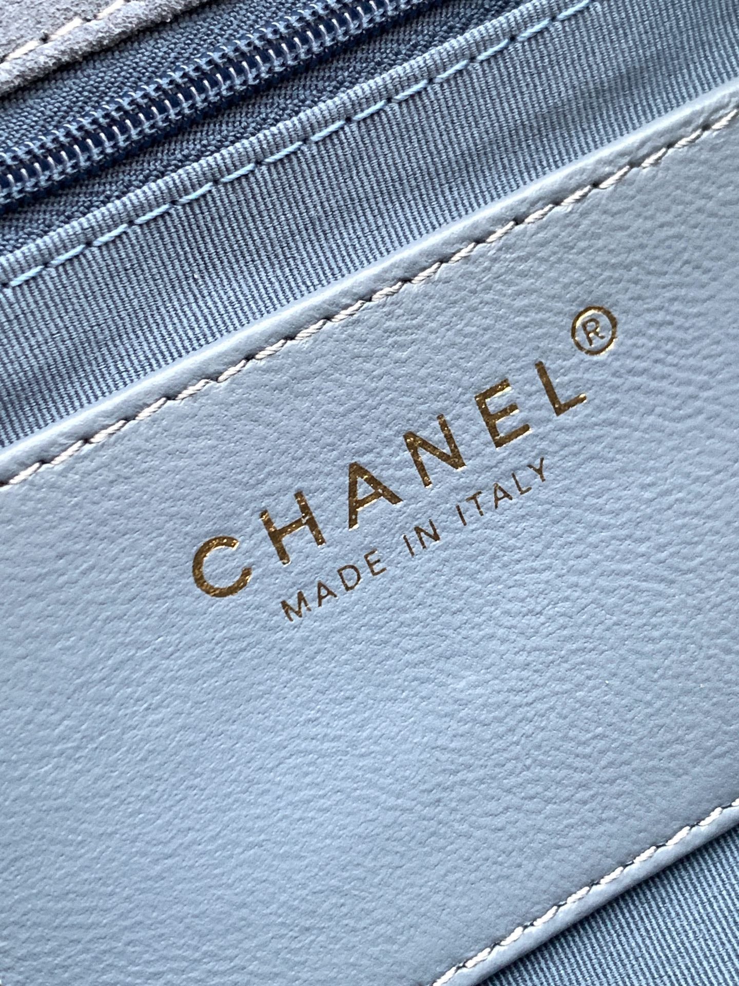 Chanel 26C Classic Flap Bag Haze Blue Suede with Matte Gold Hardware (Medium 24cm)