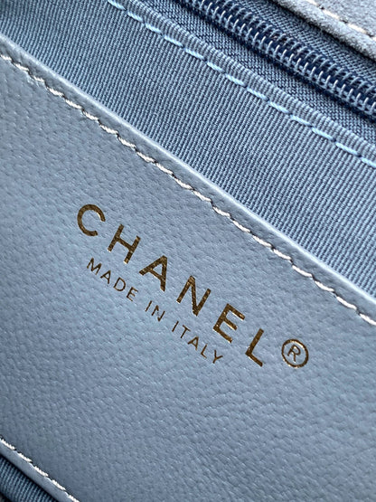 Chanel 26C Classic Flap Bag Haze Blue Suede with Matte Gold Hardware (Small 20cm)