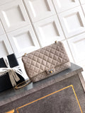 Chanel 26C Classic Flap Bag Gray Suede with Matte Gold Hardware (Large 26cm)