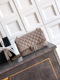 Chanel 26C Classic Flap Bag Gray Suede with Matte Gold Hardware (Medium 24cm)