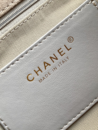 Chanel 26C Classic Flap Bag Gray Suede with Matte Gold Hardware (Medium 24cm)