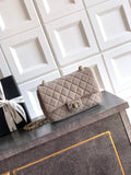 Chanel 26C Classic Flap Bag Gray Suede with Matte Gold Hardware (Small 20cm)