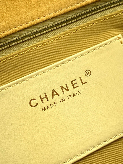 Chanel 26C Classic Flap Bag Pastel Yellow Suede with Matte Gold Hardware (Medium 24cm)