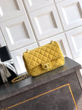 Chanel 26C Classic Flap Bag Pastel Yellow Suede with Matte Gold Hardware (Small 20cm)