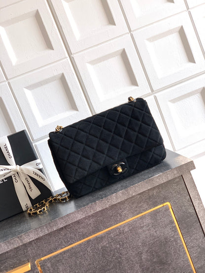 Chanel 26C Classic Flap Bag Black Suede with Matte Gold Hardware (Large 26cm)