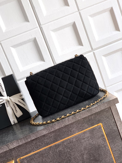 Chanel 26C Classic Flap Bag Black Suede with Matte Gold Hardware (Large 26cm)