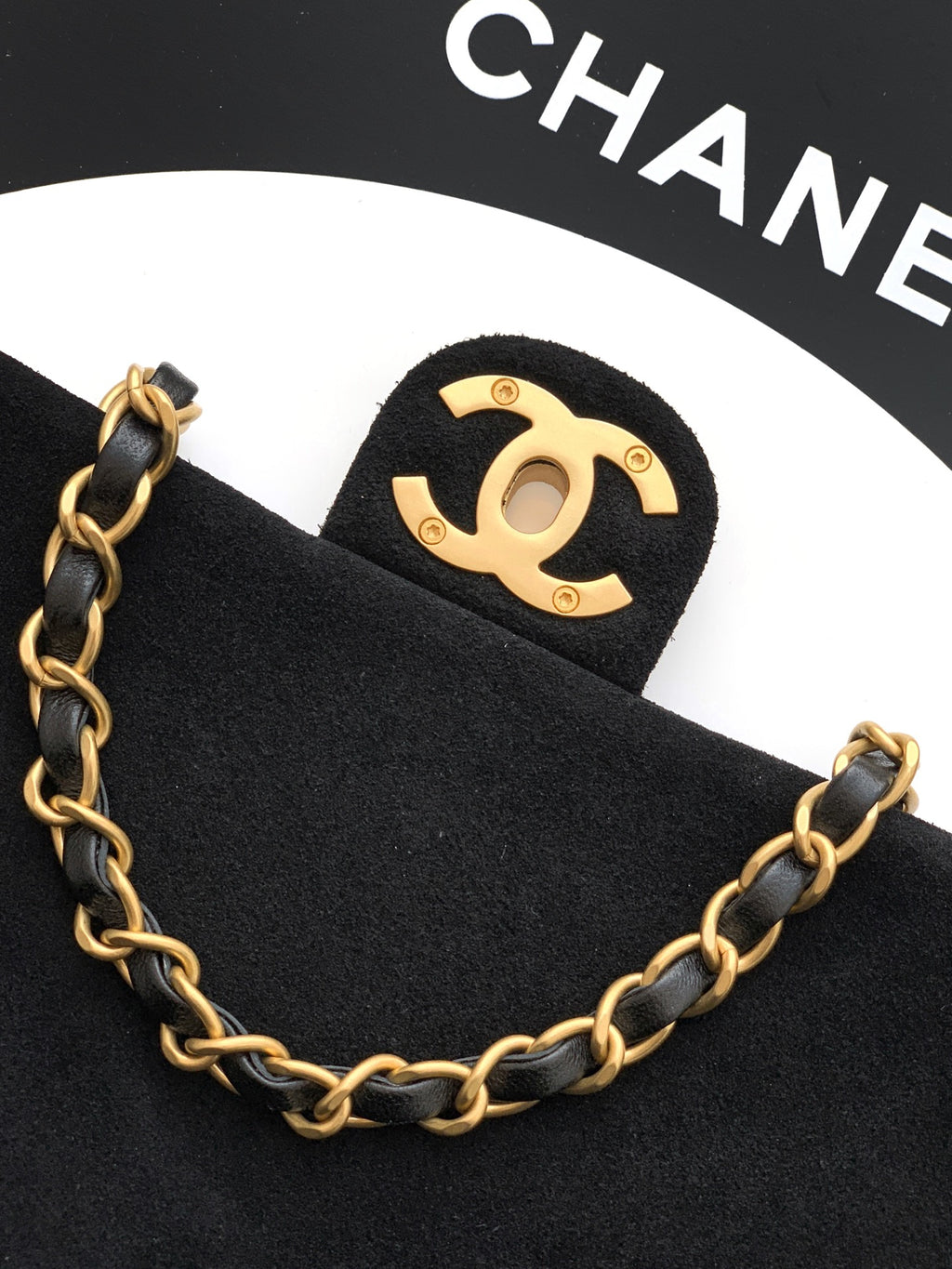 Chanel 26C Classic Flap Bag Black Suede with Matte Gold Hardware (Large 26cm)