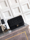 Chanel 26C Classic Flap Bag Black Suede with Matte Gold Hardware (Medium 24cm)