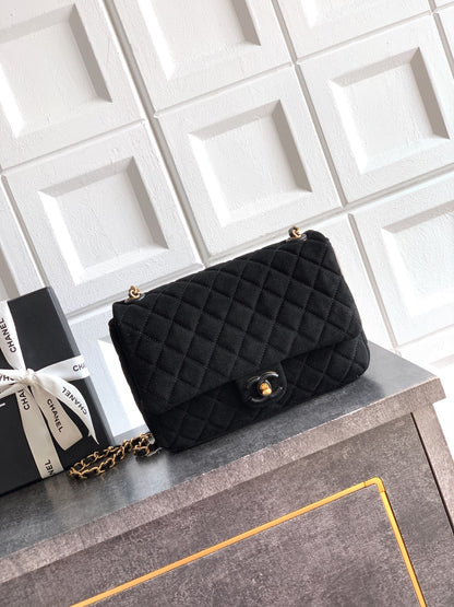 Chanel 26C Classic Flap Bag Black Suede with Matte Gold Hardware (Medium 24cm)