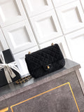Chanel 26C Classic Flap Bag Black Suede with Matte Gold Hardware (Small 20cm)