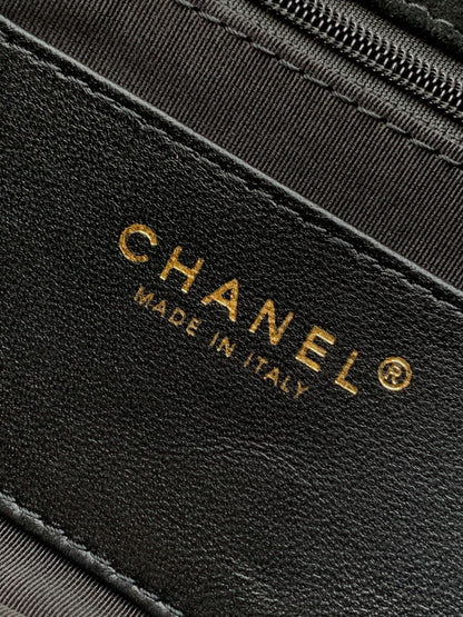 Chanel 26C Classic Flap Bag Black Suede with Matte Gold Hardware (Small 20cm)