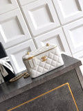 Chanel 26C Cruise Vanity Case with Chain - Quilted Cream White Leather Bag (9.5 x 17 x 8 cm)