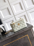 Chanel 26C Cruise Vanity Case with Chain - Quilted Light Grey Leather Bag (9.5 x 17 x 8 cm)
