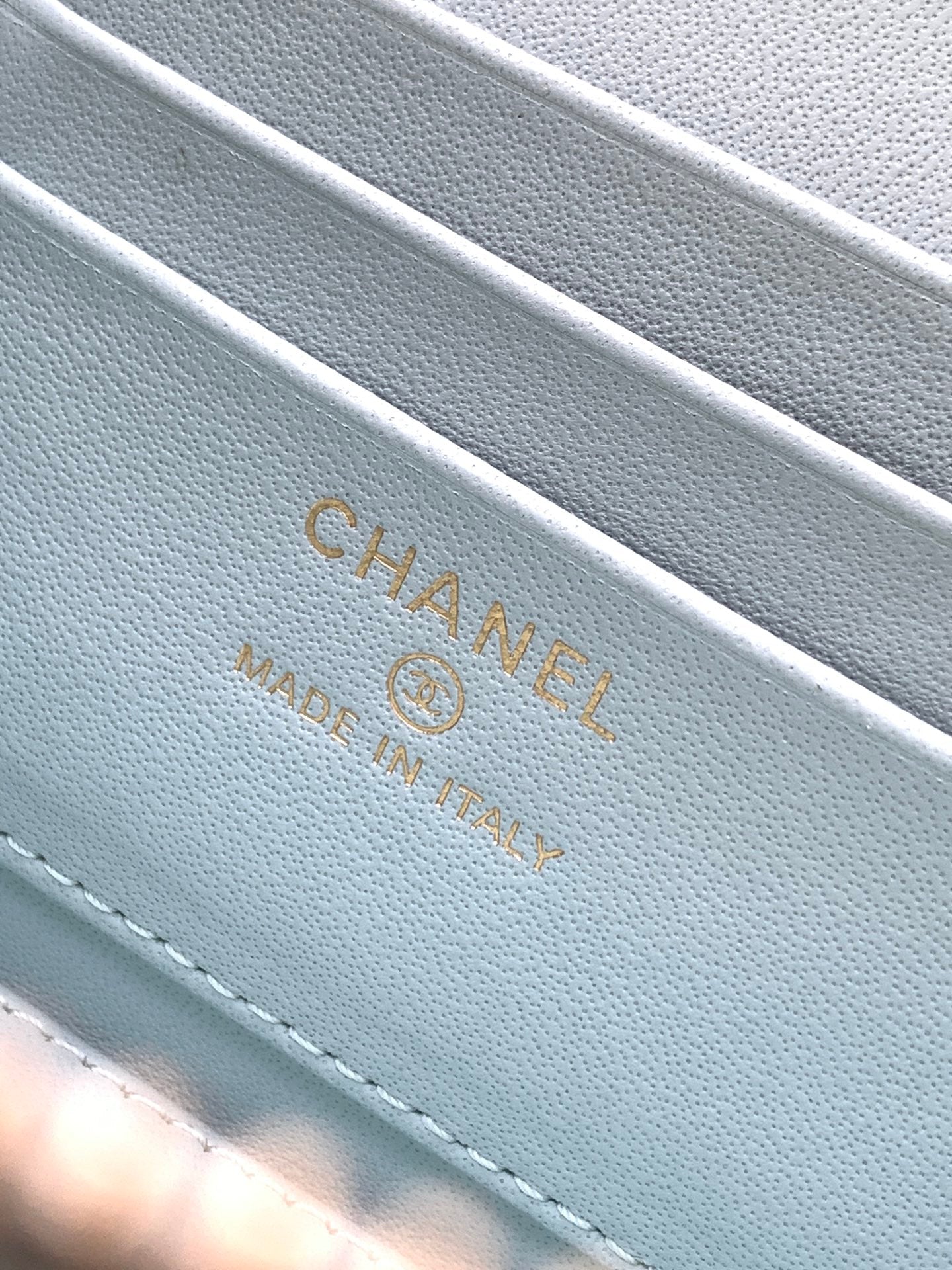 Chanel 26C Cruise Vanity Case with Chain - Quilted Baby Blue Leather Bag (9.5 x 17 x 8 cm)