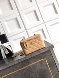 Chanel 26C Cruise Vanity Case with Chain - Quilted Khaki Leather Bag (9.5 x 17 x 8 cm)