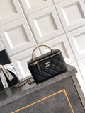 Chanel 26C Cruise Vanity Case with Pearl Top Handle & Diamond-Inlaid Logo (9.5 x 17 x 8 cm)