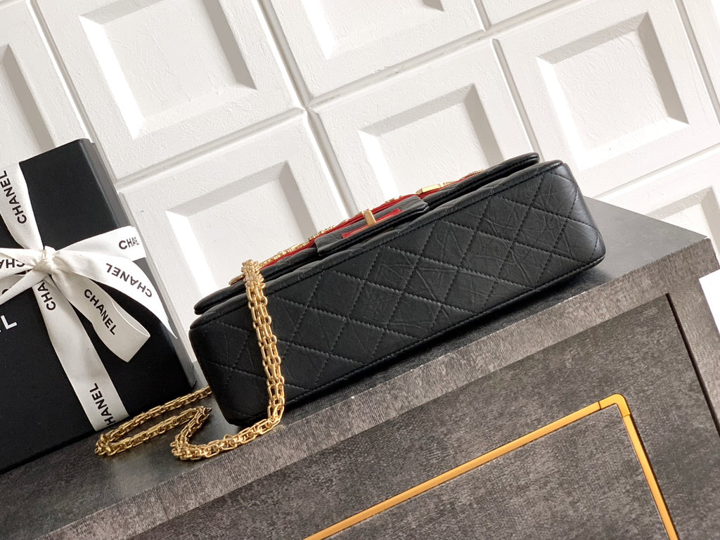 Chanel Limited Edition Moscow Emblem Flap Bag - Black & Red with Vintage Russian Pins (25.5 cm)