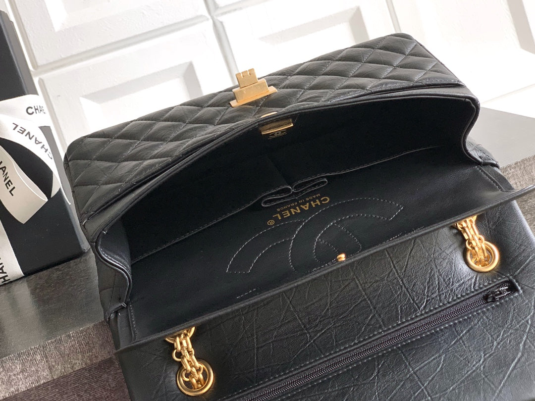 Chanel Limited Edition Moscow Emblem Flap Bag - Black with Vintage Russian Pins (25.5 cm)