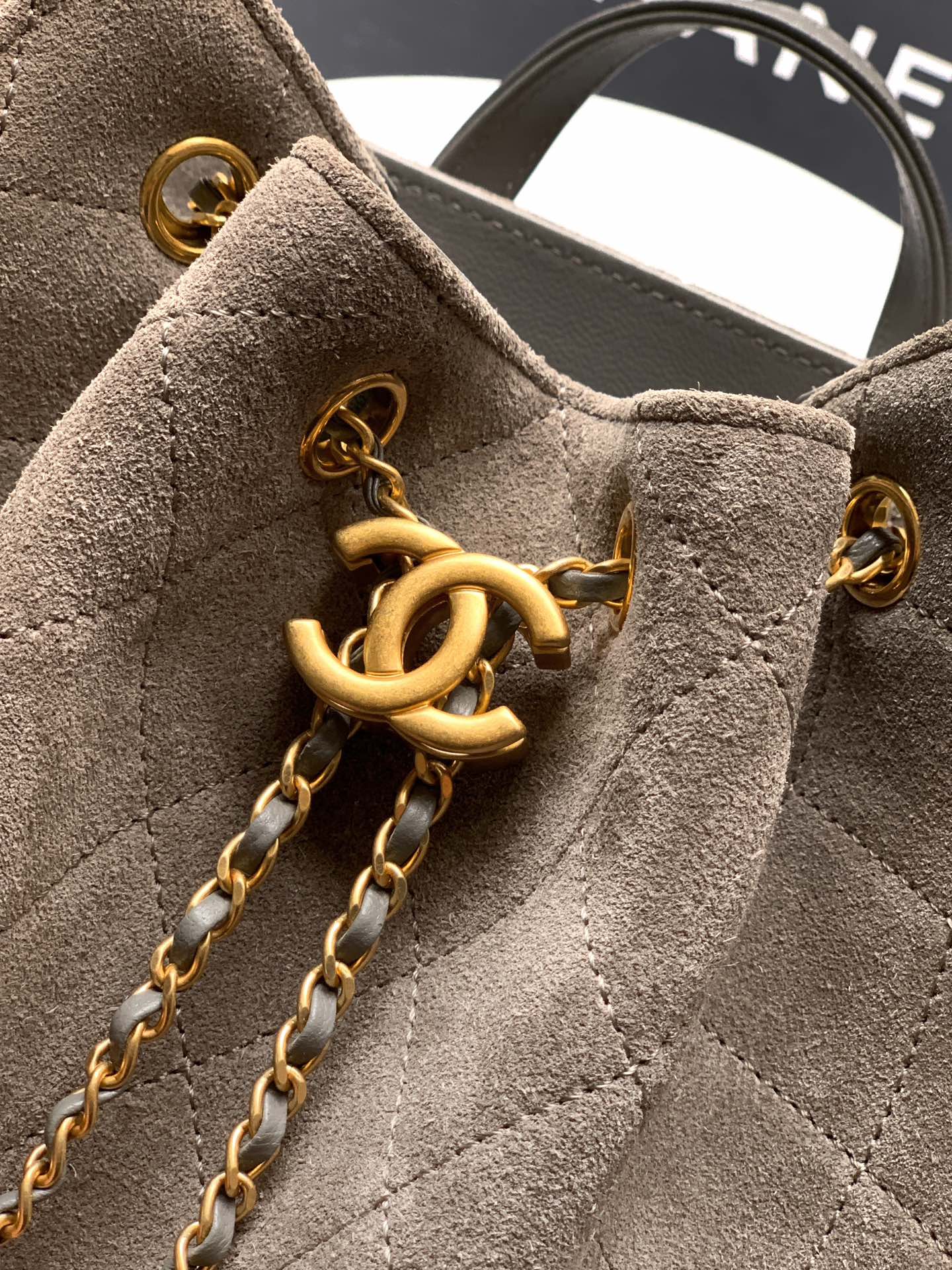 Chanel 25B Backpack - Brown Suede Leather with Signature Chain Details & Magnetic Closure (23 x 23 x 14 cm)