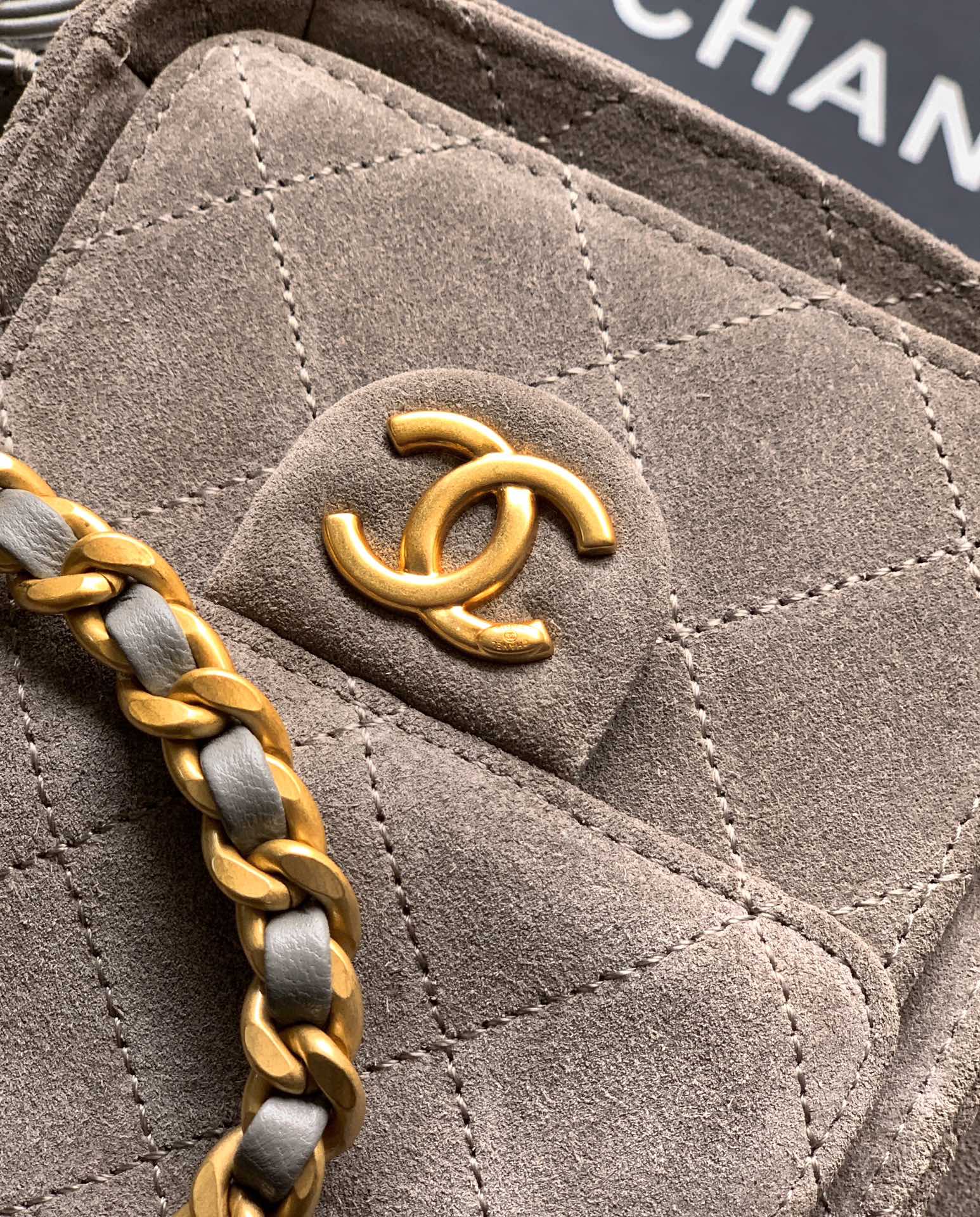 Chanel 25B Backpack - Brown Suede Leather with Signature Chain Details & Magnetic Closure (23 x 23 x 14 cm)