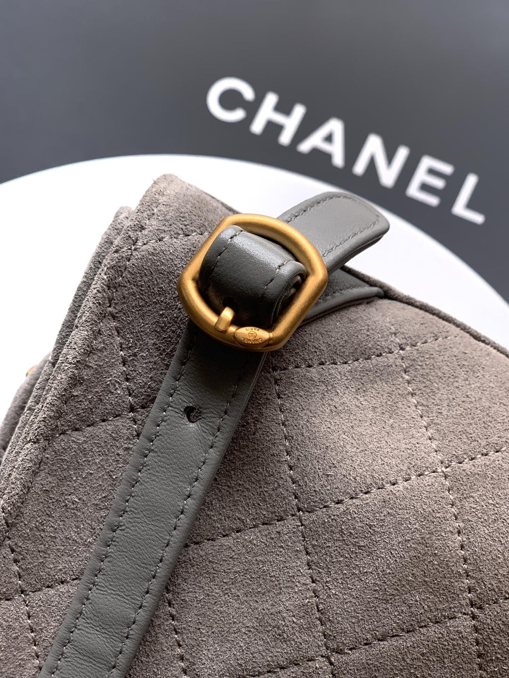 Chanel 25B Backpack - Brown Suede Leather with Signature Chain Details & Magnetic Closure (23 x 23 x 14 cm)