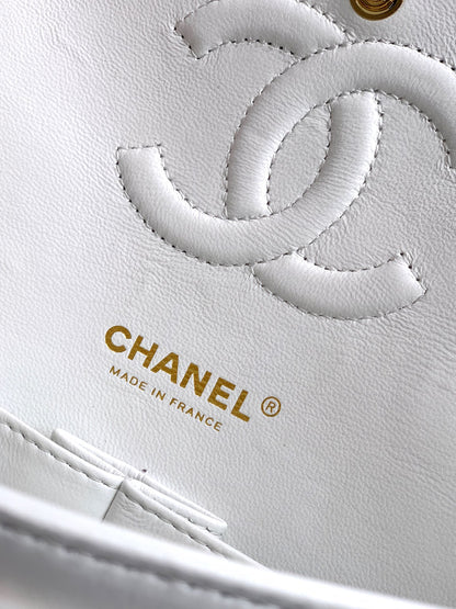 Chanel 25K Cruise Collection Classic Flap Bag - White Tweed with Gold Trim & Sequin Embellishments (Available in 20cm, 23cm, 25cm)
