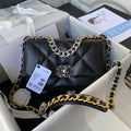 Chanel 19 Flap Bag - 26cm Black Leather with Signature Mixed-Metal Chain (AS1160)