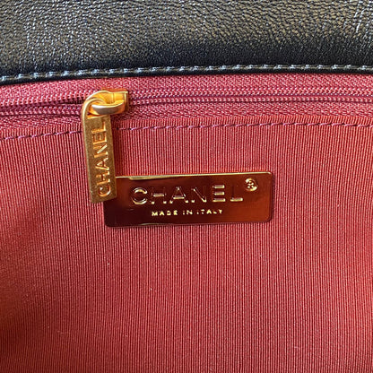 Chanel 19 Flap Bag - 26cm Black Leather with Signature Mixed-Metal Chain (AS1160)