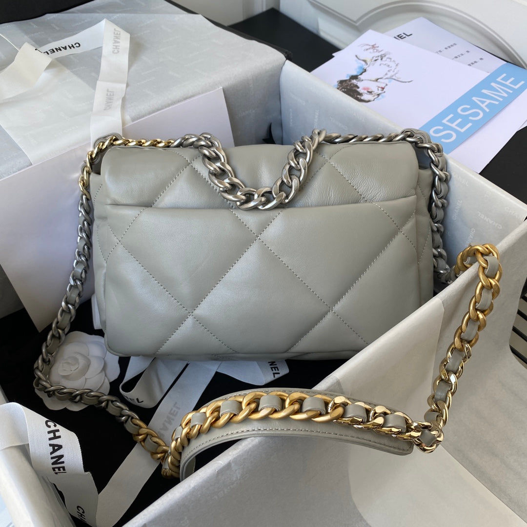 Chanel 19 Flap Bag — Light Grey Goat Skin