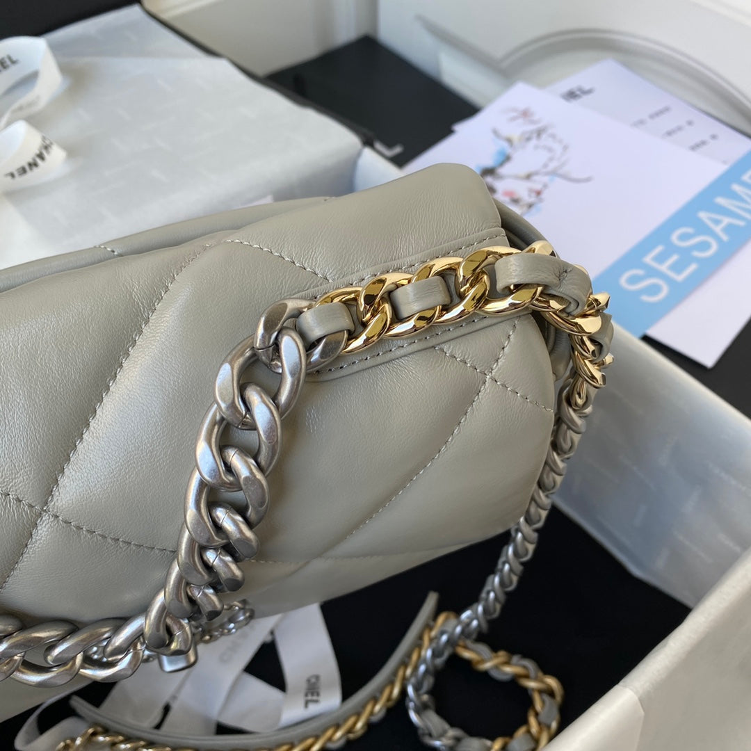 Chanel 19 Flap Bag — Light Grey Goat Skin