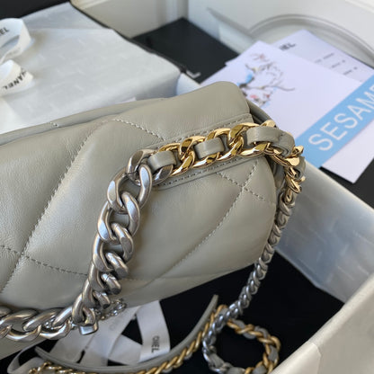Chanel 19 Flap Bag — Light Grey Goat Skin