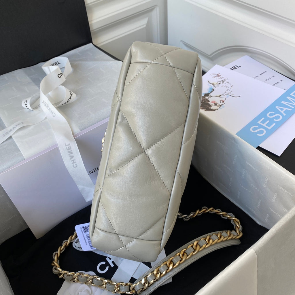 Chanel 19 Flap Bag — Light Grey Goat Skin