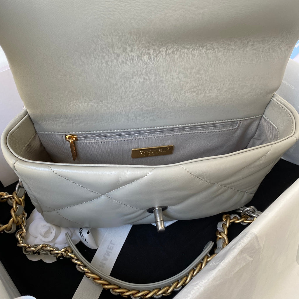 Chanel 19 Flap Bag — Light Grey Goat Skin