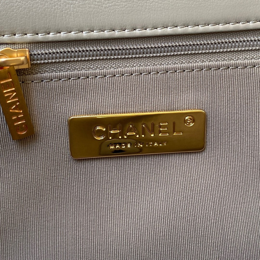 Chanel 19 Flap Bag — Light Grey Goat Skin
