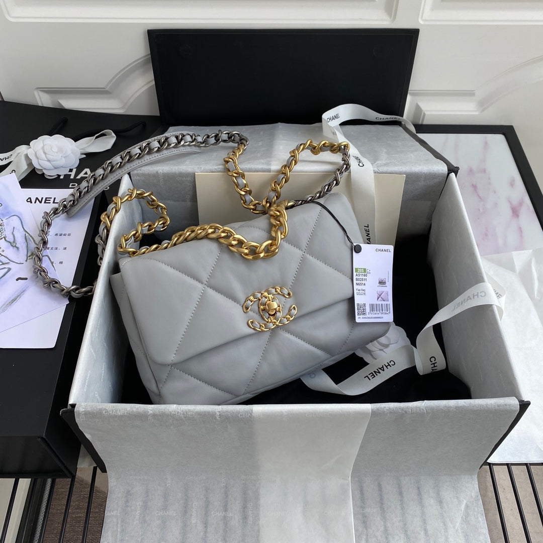 Chanel 19 Flap Bag 26 Light Grey Mixed Hardware