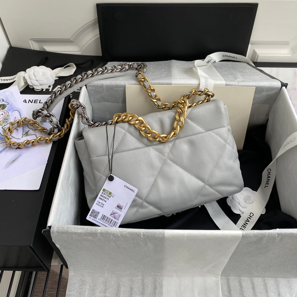 Chanel 19 Flap Bag 26 Light Grey Mixed Hardware
