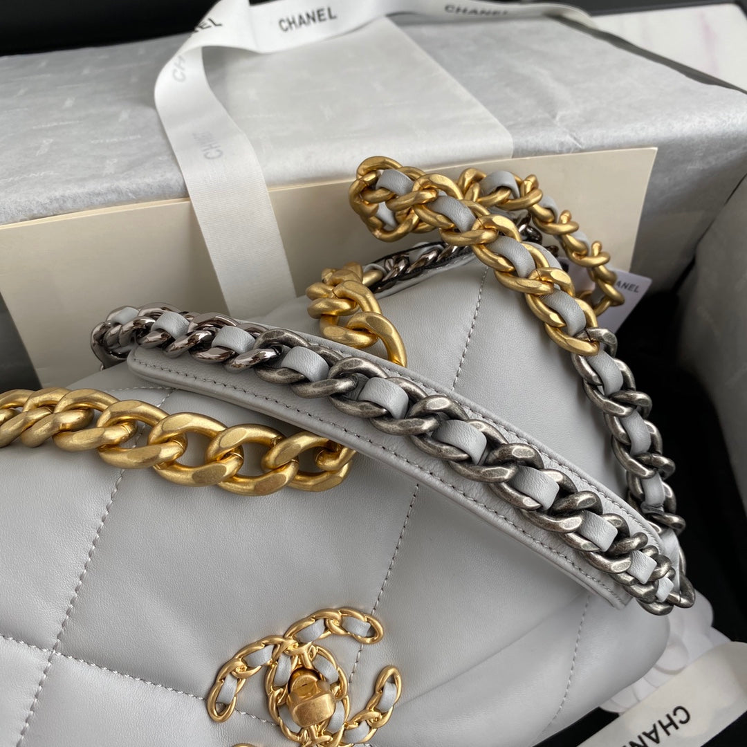 Chanel 19 Flap Bag 26 Light Grey Mixed Hardware