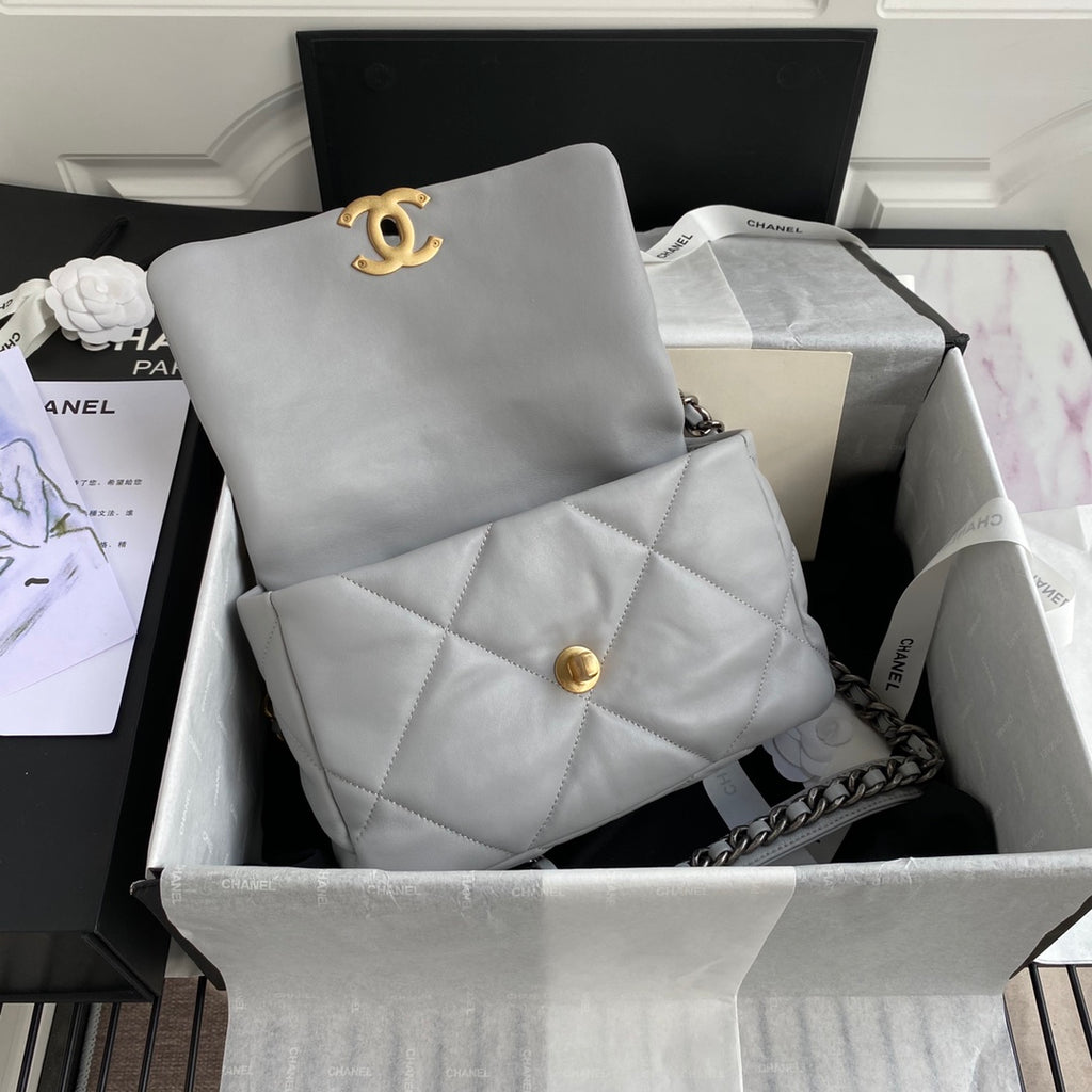 Chanel 19 Flap Bag 26 Light Grey Mixed Hardware