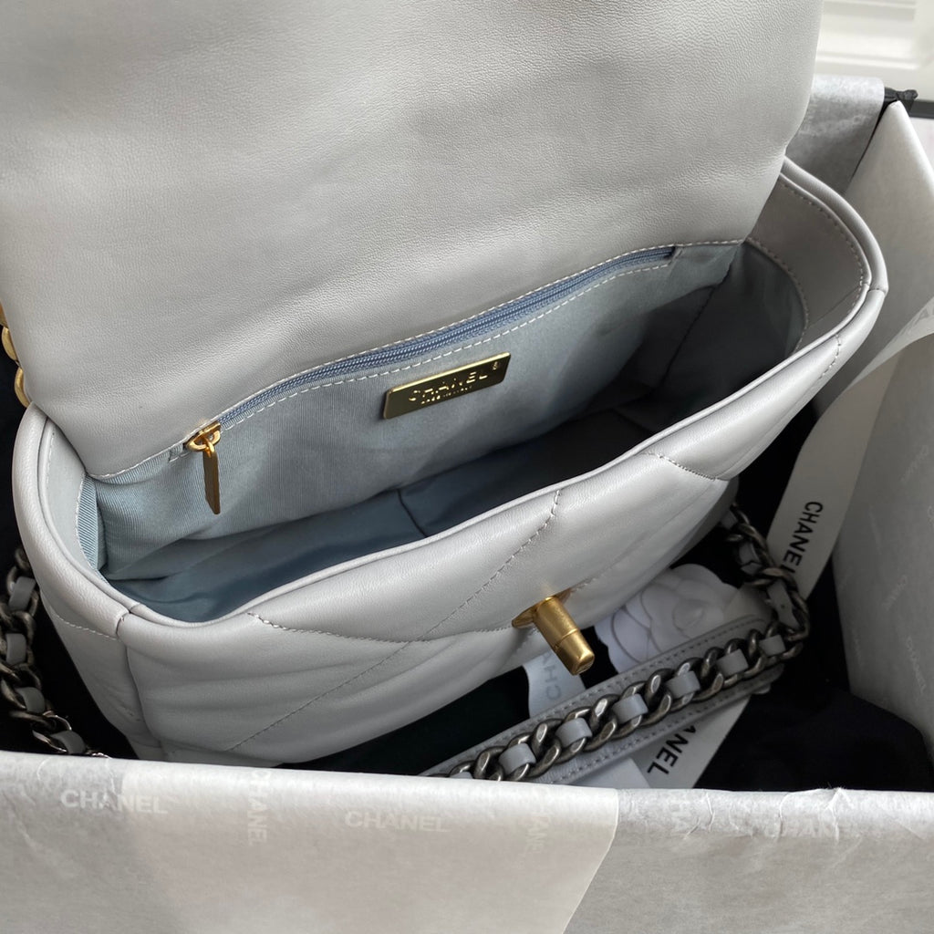 Chanel 19 Flap Bag 26 Light Grey Mixed Hardware