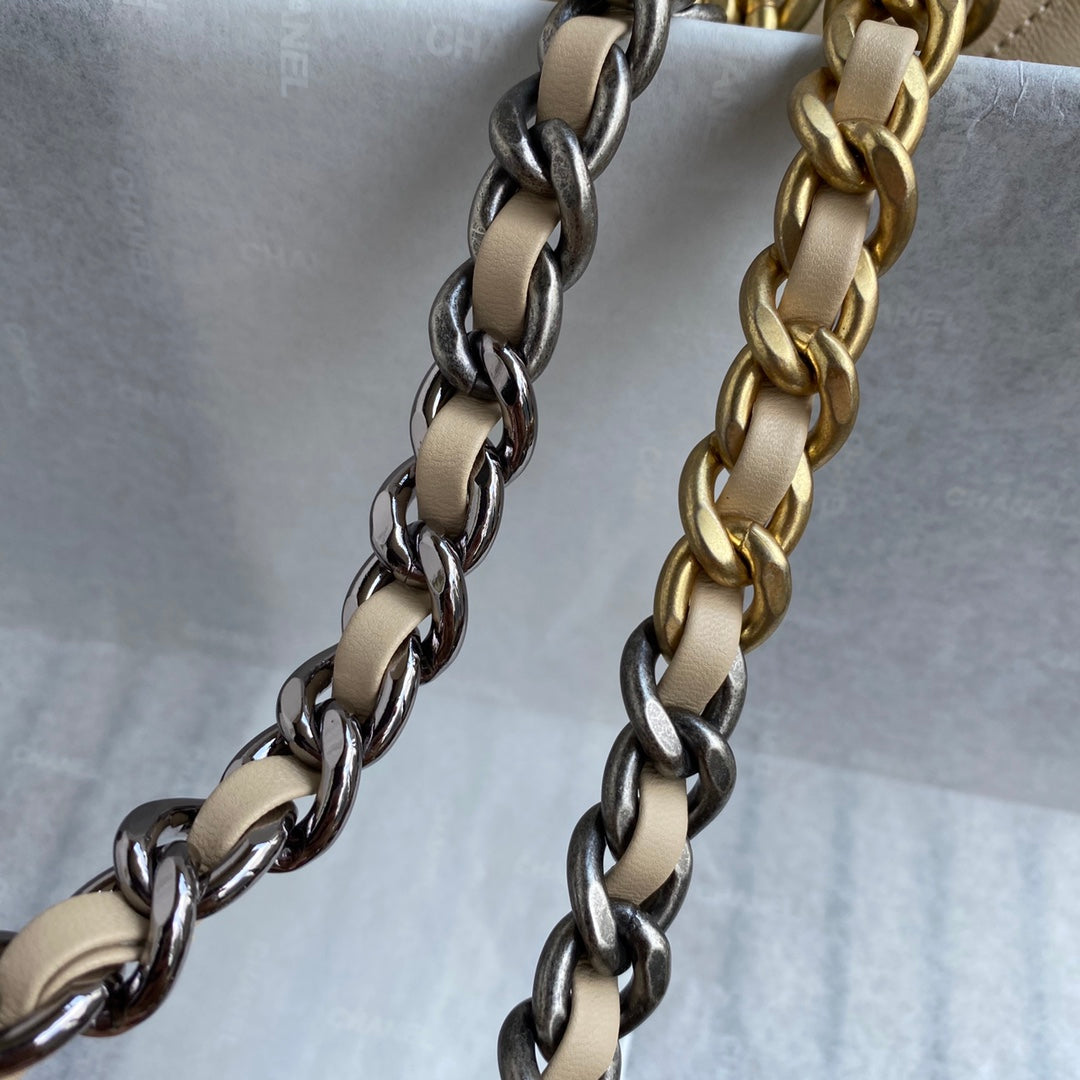 Chanel 19 Flap Bag 26 Beige Gold Hardware