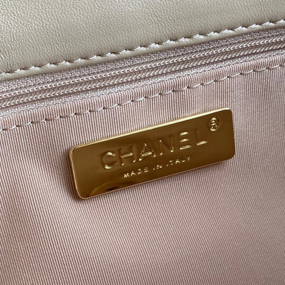 Chanel 19 Flap Bag 26 Beige Gold Hardware