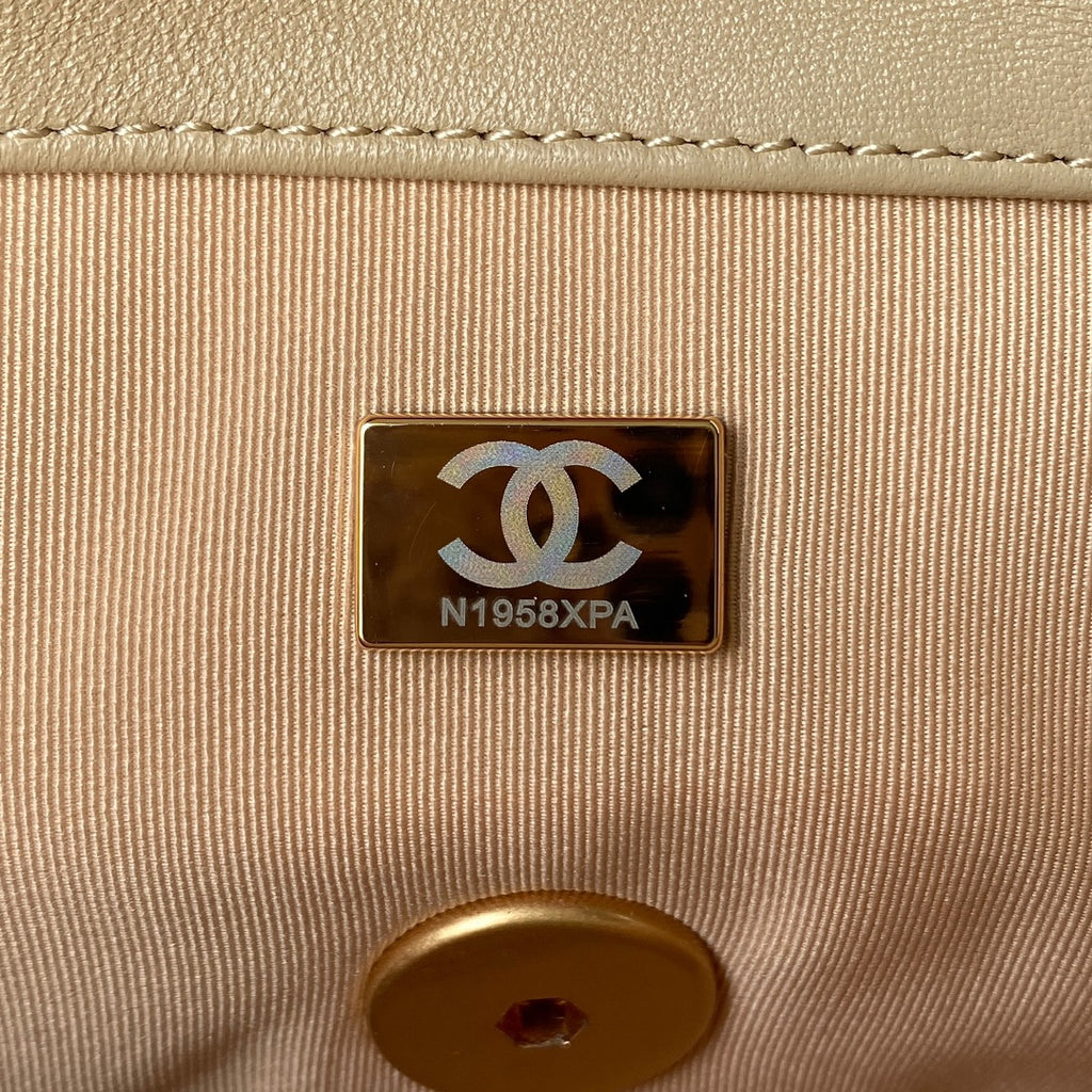 Chanel 19 Flap Bag 26 Beige Gold Hardware