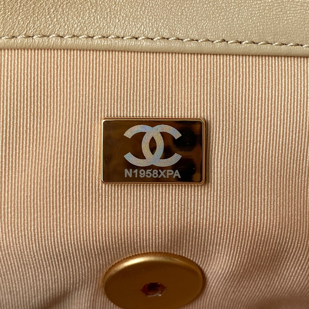 Chanel 19 Flap Bag 26 Beige Gold Hardware