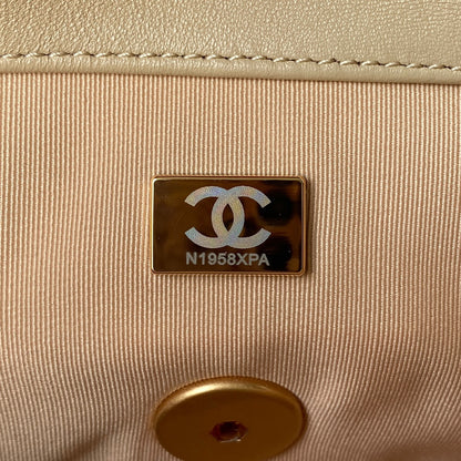 Chanel 19 Flap Bag 26 Beige Gold Hardware