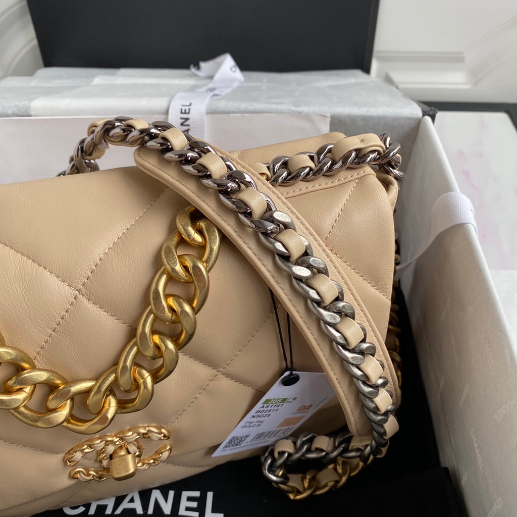 Chanel 19 Flap Bag 30 Beige Mixed Hardware