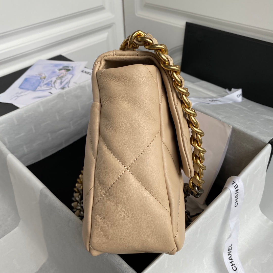 Chanel 19 Flap Bag 30 Beige Mixed Hardware